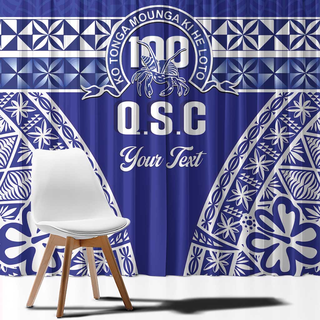Personalised Queen Salote College Window Curtain Kolisi Fefine 100th Anniversary Kupesi Blue - Polynesian Pride