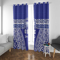 Personalised Queen Salote College Window Curtain Kolisi Fefine 100th Anniversary Kupesi Blue - Polynesian Pride