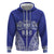 Personalised Queen Salote College Zip Hoodie Kolisi Fefine 100th Anniversary Kupesi Blue - Polynesian Pride