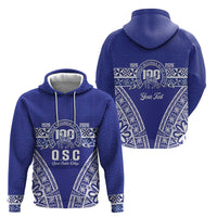 Personalised Queen Salote College Zip Hoodie Kolisi Fefine 100th Anniversary Kupesi Blue - Polynesian Pride