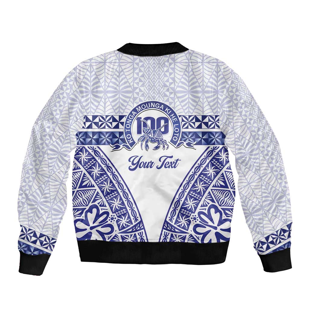 Personalised Queen Salote College Bomber Jacket Kolisi Fefine 100th Anniversary Kupesi White - Polynesian Pride