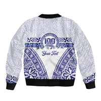 Personalised Queen Salote College Bomber Jacket Kolisi Fefine 100th Anniversary Kupesi White - Polynesian Pride