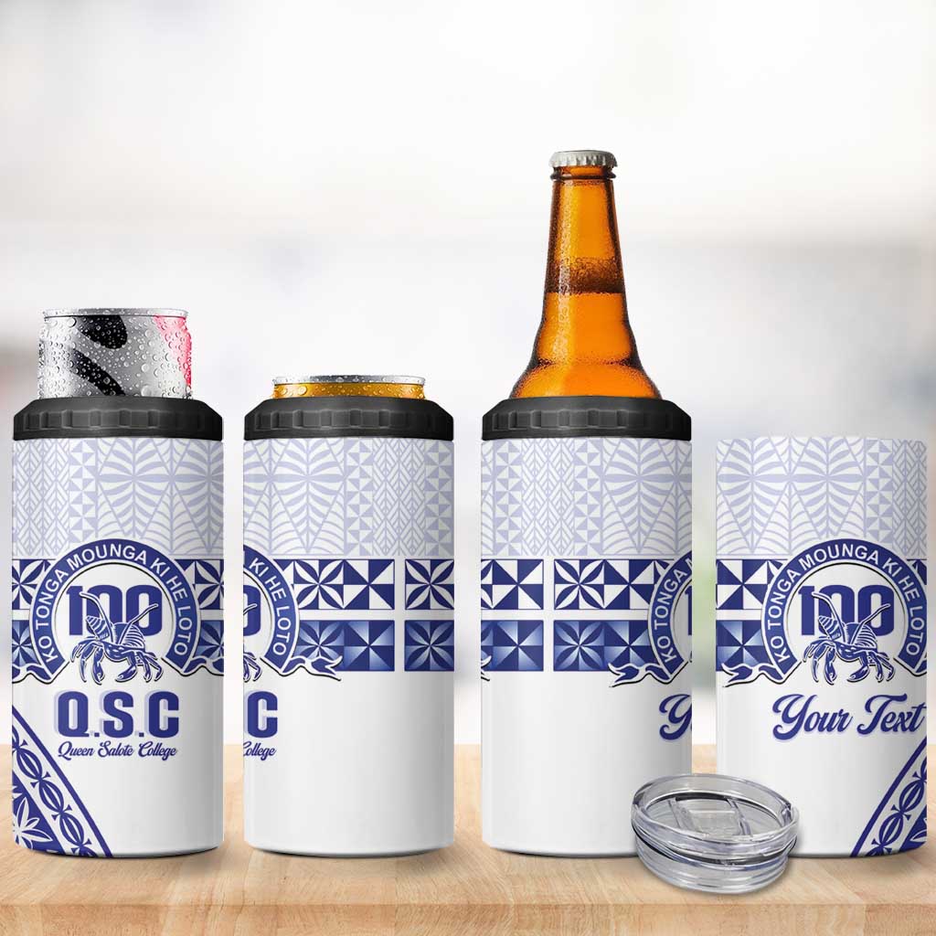 Personalised Queen Salote College 4 in 1 Can Cooler Tumbler Kolisi Fefine 100th Anniversary Kupesi White - Polynesian Pride