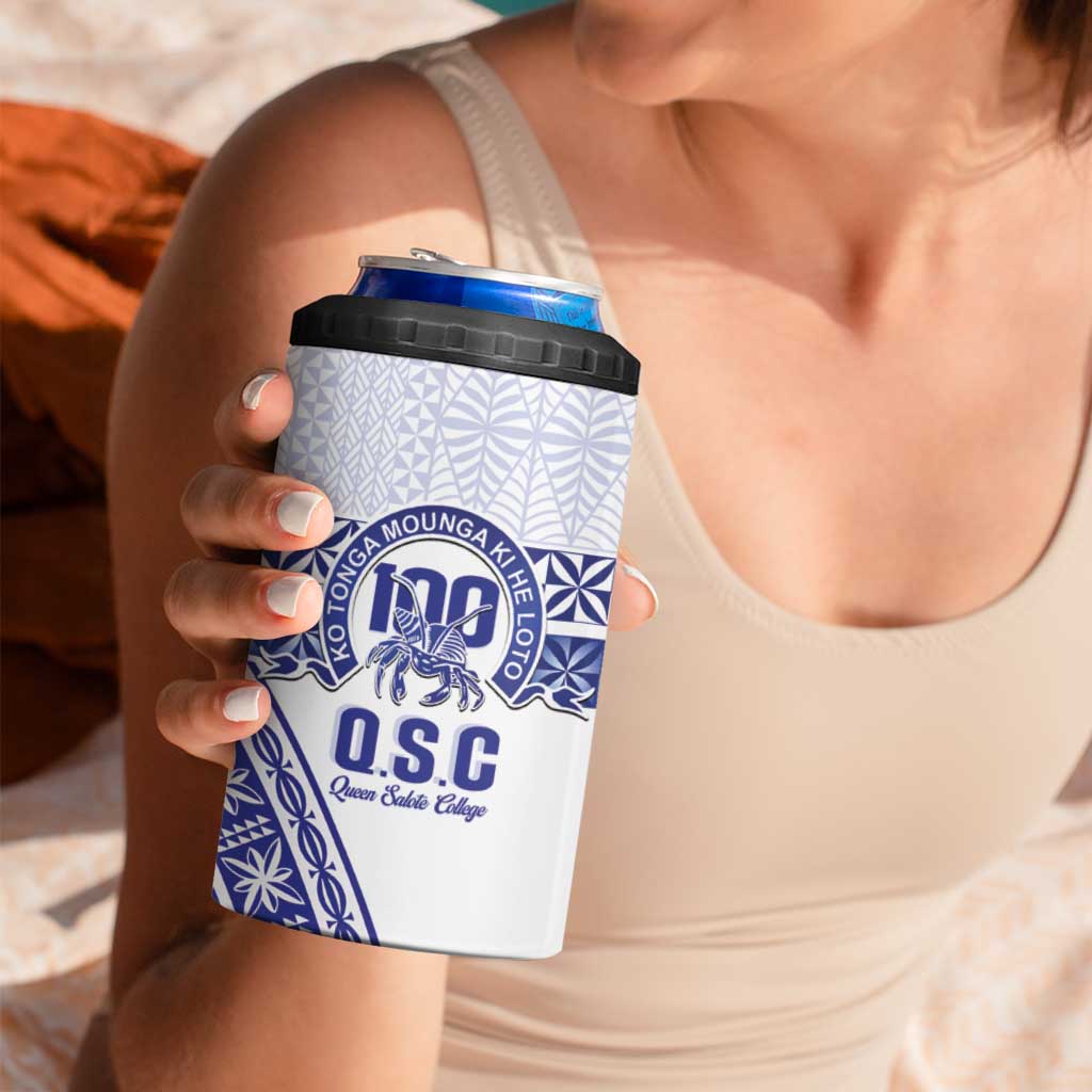 Personalised Queen Salote College 4 in 1 Can Cooler Tumbler Kolisi Fefine 100th Anniversary Kupesi White - Polynesian Pride