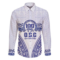 Personalised Queen Salote College Family Matching Long Sleeve Bodycon Dress and Hawaiian Shirt Kolisi Fefine 100th Anniversary Kupesi White - Polynesian Pride