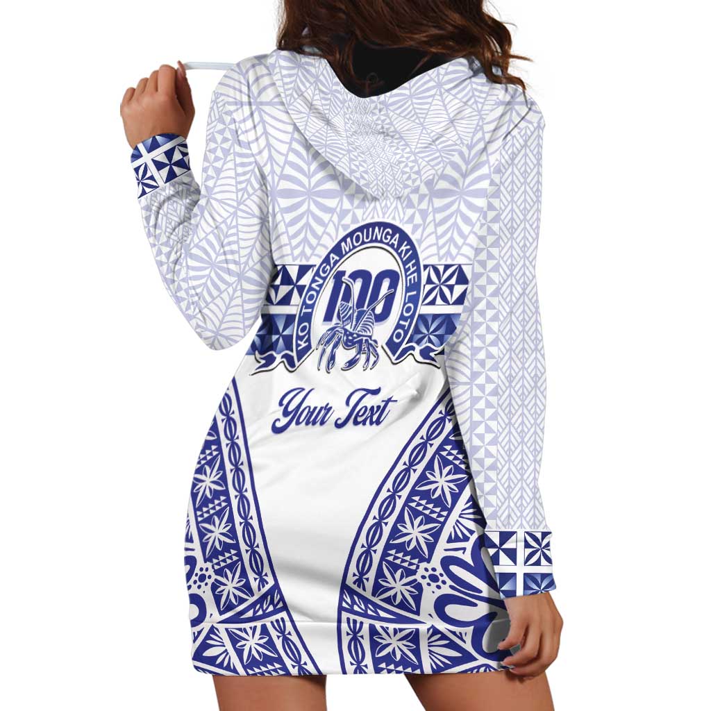 Personalised Queen Salote College Hoodie Dress Kolisi Fefine 100th Anniversary Kupesi White - Polynesian Pride