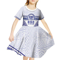 Personalised Queen Salote College Kid Short Sleeve Dress Kolisi Fefine 100th Anniversary Kupesi White - Polynesian Pride