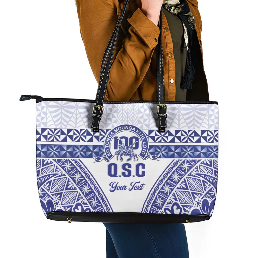 Personalised Queen Salote College Leather Tote Bag Kolisi Fefine 100th Anniversary Kupesi White - Polynesian Pride