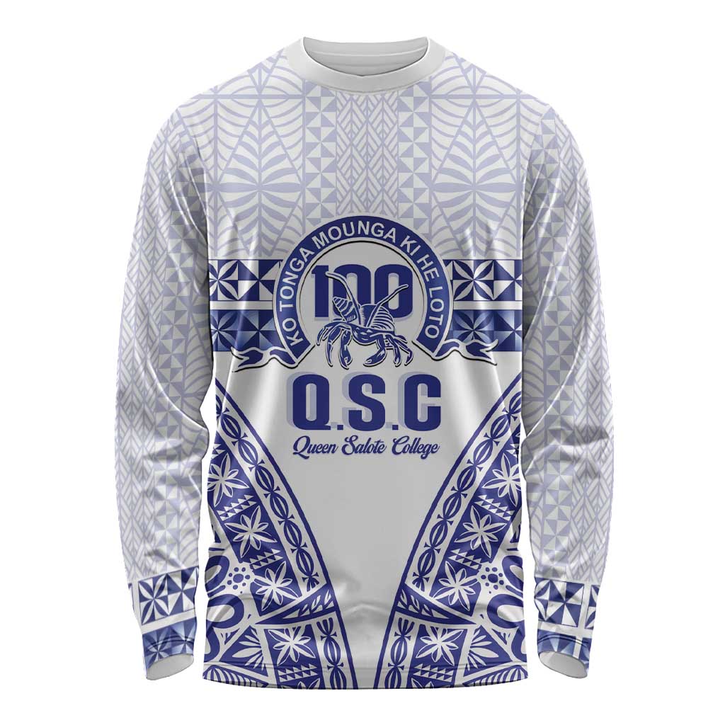 Personalised Queen Salote College Long Sleeve Shirt Kolisi Fefine 100th Anniversary Kupesi White - Polynesian Pride