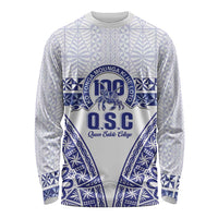 Personalised Queen Salote College Long Sleeve Shirt Kolisi Fefine 100th Anniversary Kupesi White - Polynesian Pride