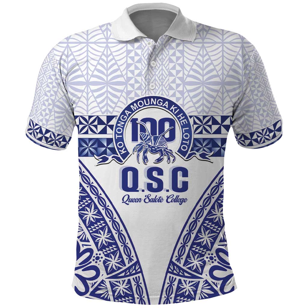 Personalised Queen Salote College Polo Shirt Kolisi Fefine 100th Anniversary Kupesi White - Polynesian Pride