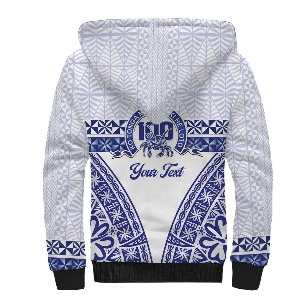 Personalised Queen Salote College Sherpa Hoodie Kolisi Fefine 100th Anniversary Kupesi White - Polynesian Pride