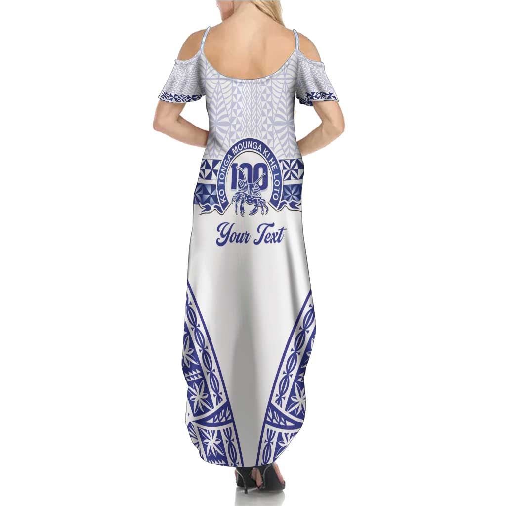 Personalised Queen Salote College Summer Maxi Dress Kolisi Fefine 100th Anniversary Kupesi White - Polynesian Pride