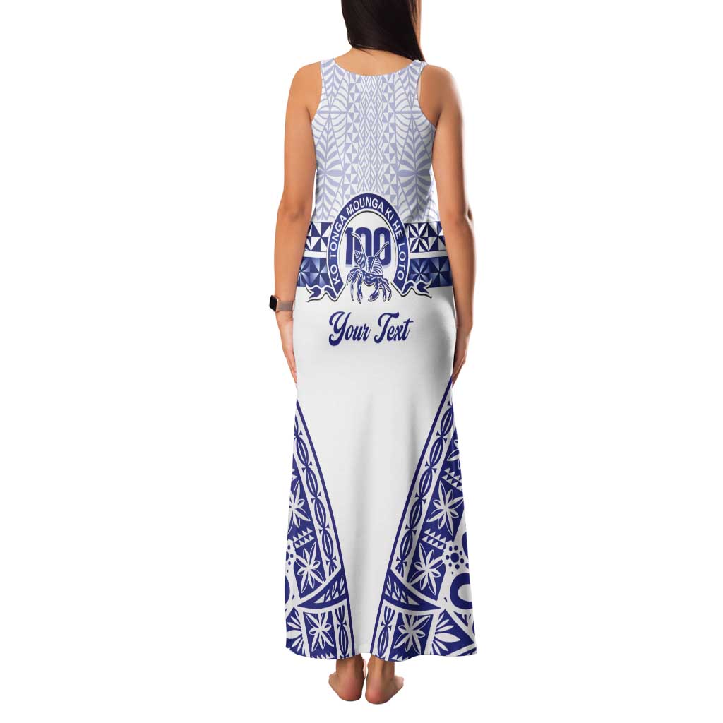 Personalised Queen Salote College Tank Maxi Dress Kolisi Fefine 100th Anniversary Kupesi White - Polynesian Pride