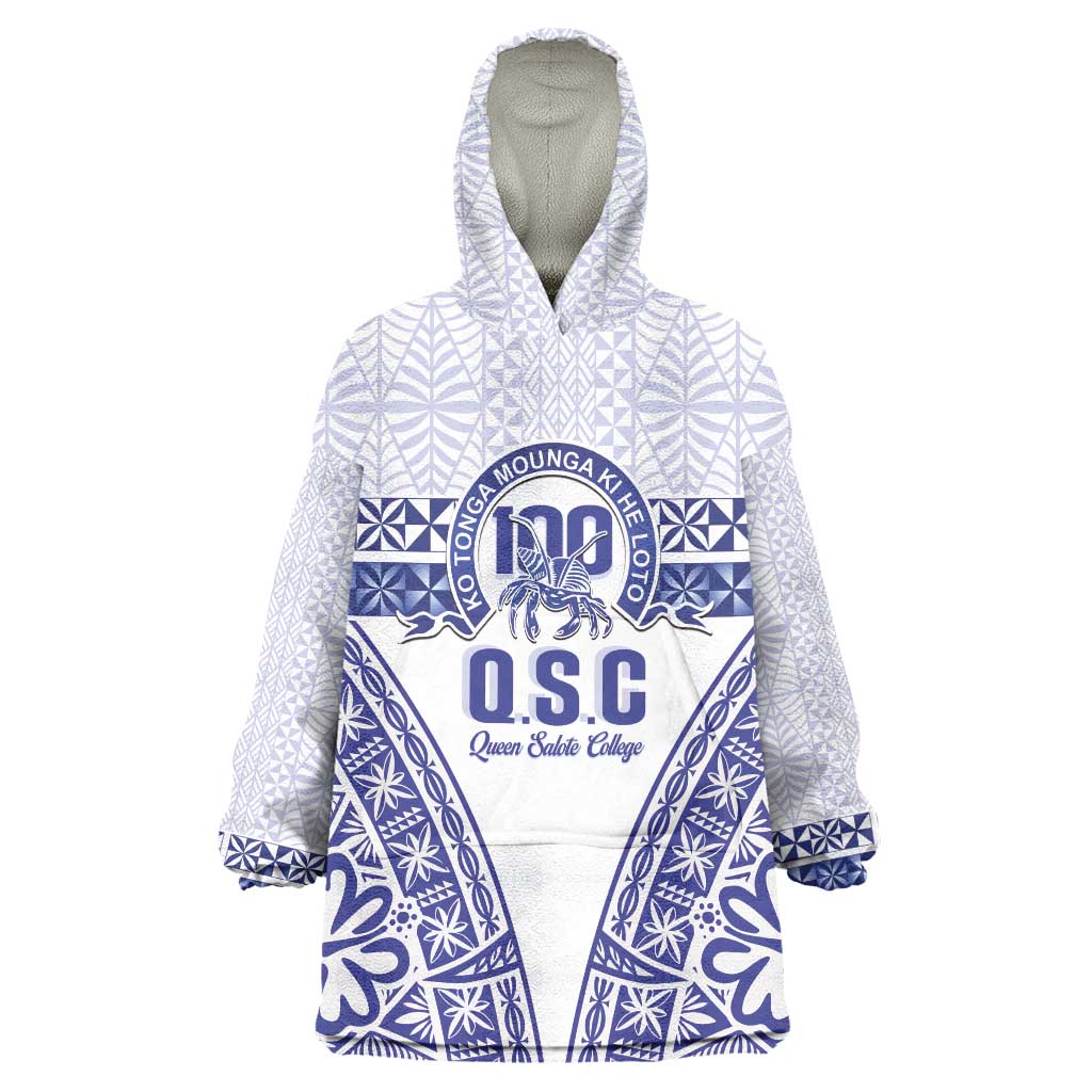 Personalised Queen Salote College Wearable Blanket Hoodie Kolisi Fefine 100th Anniversary Kupesi White - Polynesian Pride
