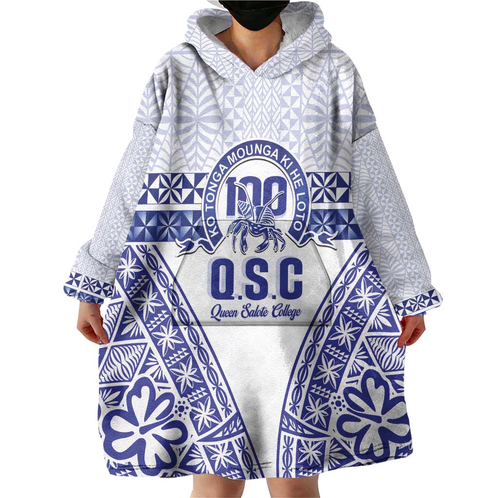 Personalised Queen Salote College Wearable Blanket Hoodie Kolisi Fefine 100th Anniversary Kupesi White - Polynesian Pride