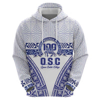Personalised Queen Salote College Zip Hoodie Kolisi Fefine 100th Anniversary Kupesi White - Polynesian Pride