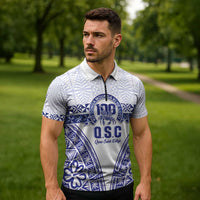 Personalised Queen Salote College Zipper Polo Shirt Kolisi Fefine 100th Anniversary Kupesi White - Polynesian Pride