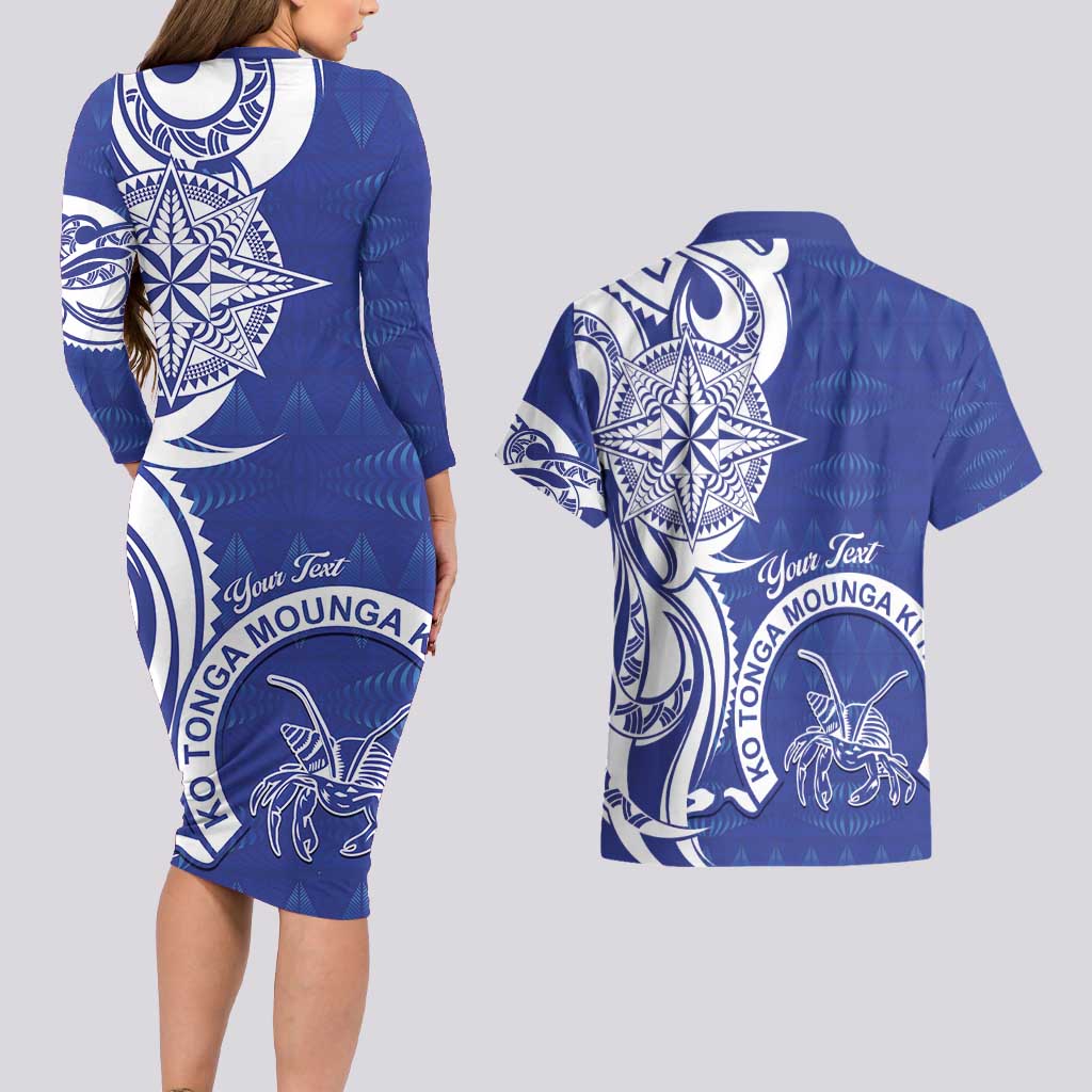 Personalised Queen Salote College Couples Matching Long Sleeve Bodycon Dress and Hawaiian Shirt QSC Est 1926 Ngatu Pattern - Polynesian Pride