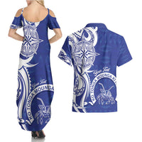 Personalised Queen Salote College Couples Matching Summer Maxi Dress and Hawaiian Shirt QSC Est 1926 Ngatu Pattern - Polynesian Pride