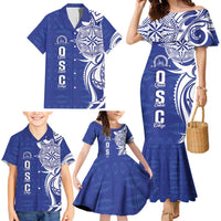 Personalised Queen Salote College Family Matching Mermaid Dress and Hawaiian Shirt QSC Est 1926 Ngatu Pattern - Polynesian Pride