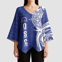 Personalised Queen Salote College Kimono Sleeve Blouse QSC Est 1926 Ngatu Pattern - Polynesian Pride
