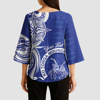 Personalised Queen Salote College Kimono Sleeve Blouse QSC Est 1926 Ngatu Pattern - Polynesian Pride