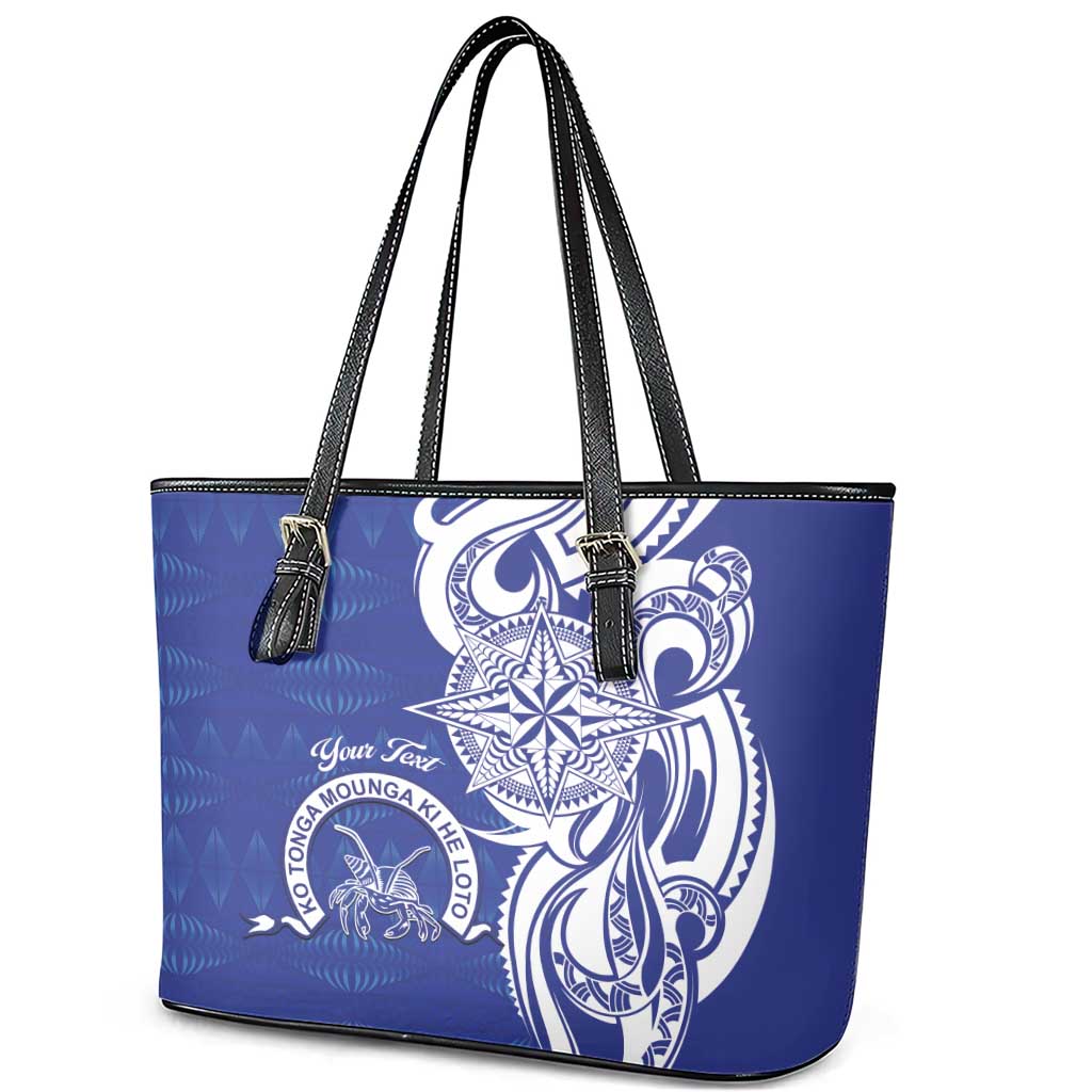 Personalised Queen Salote College Leather Tote Bag QSC Est 1926 Ngatu Pattern - Polynesian Pride