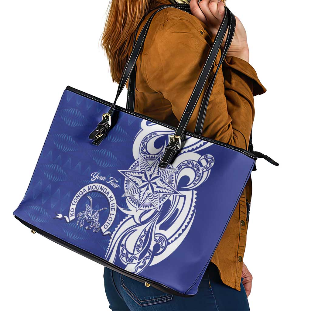 Personalised Queen Salote College Leather Tote Bag QSC Est 1926 Ngatu Pattern - Polynesian Pride