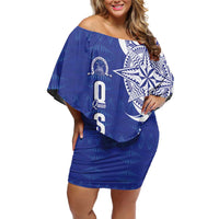 Personalised Queen Salote College Off Shoulder Short Dress QSC Est 1926 Ngatu Pattern - Polynesian Pride