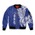 Personalised Queen Salote College Sleeve Zip Bomber Jacket QSC Est 1926 Ngatu Pattern - Polynesian Pride