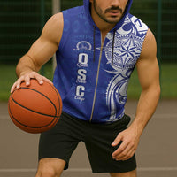 Personalised Queen Salote College Sleeveless Zip Hoodie QSC Est 1926 Ngatu Pattern - Polynesian Pride