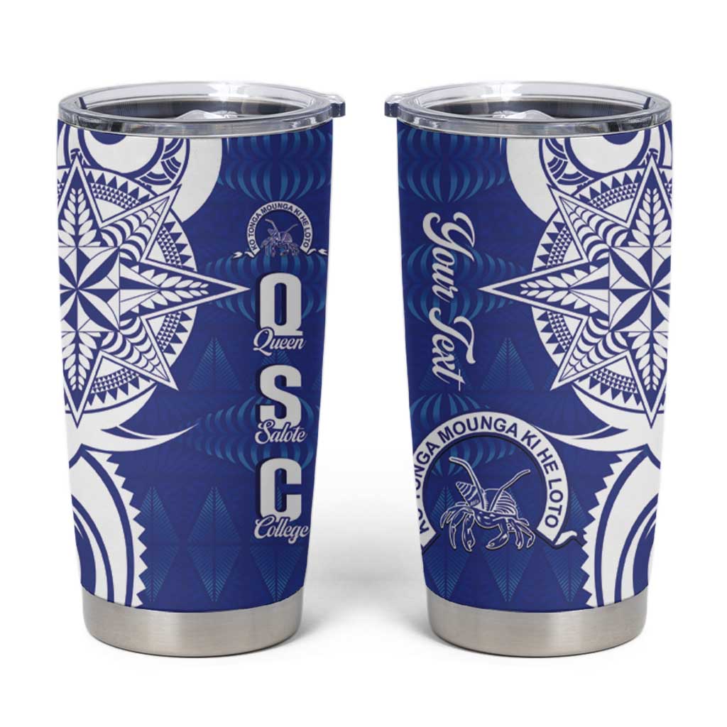 Personalised Queen Salote College Tumbler Cup QSC Est 1926 Ngatu Pattern - Polynesian Pride
