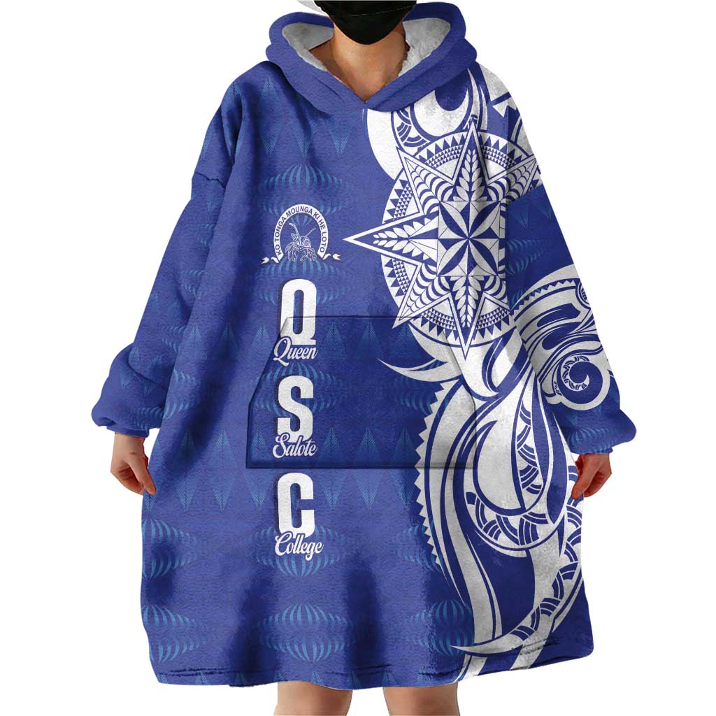 Personalised Queen Salote College Wearable Blanket Hoodie QSC Est 1926 Ngatu Pattern - Polynesian Pride