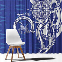 Personalised Queen Salote College Window Curtain QSC Est 1926 Ngatu Pattern - Polynesian Pride