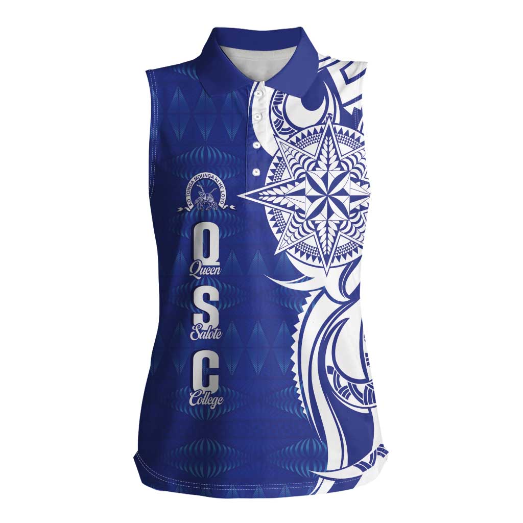 Personalised Queen Salote College Women Sleeveless Polo Shirt QSC Est 1926 Ngatu Pattern - Polynesian Pride