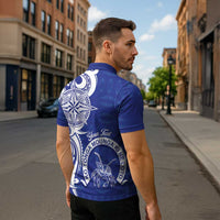 Personalised Queen Salote College Zipper Polo Shirt QSC Est 1926 Ngatu Pattern - Polynesian Pride