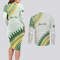 Personalised Samoa Ua Potopoto Couples Matching Long Sleeve Bodycon Dress and Long Sleeve Button Shirt SUP Est 2025 Samoan Pattern - Polynesian Pride