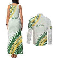 Personalised Samoa Ua Potopoto Couples Matching Tank Maxi Dress and Long Sleeve Button Shirt SUP Est 2025 Samoan Pattern - Polynesian Pride
