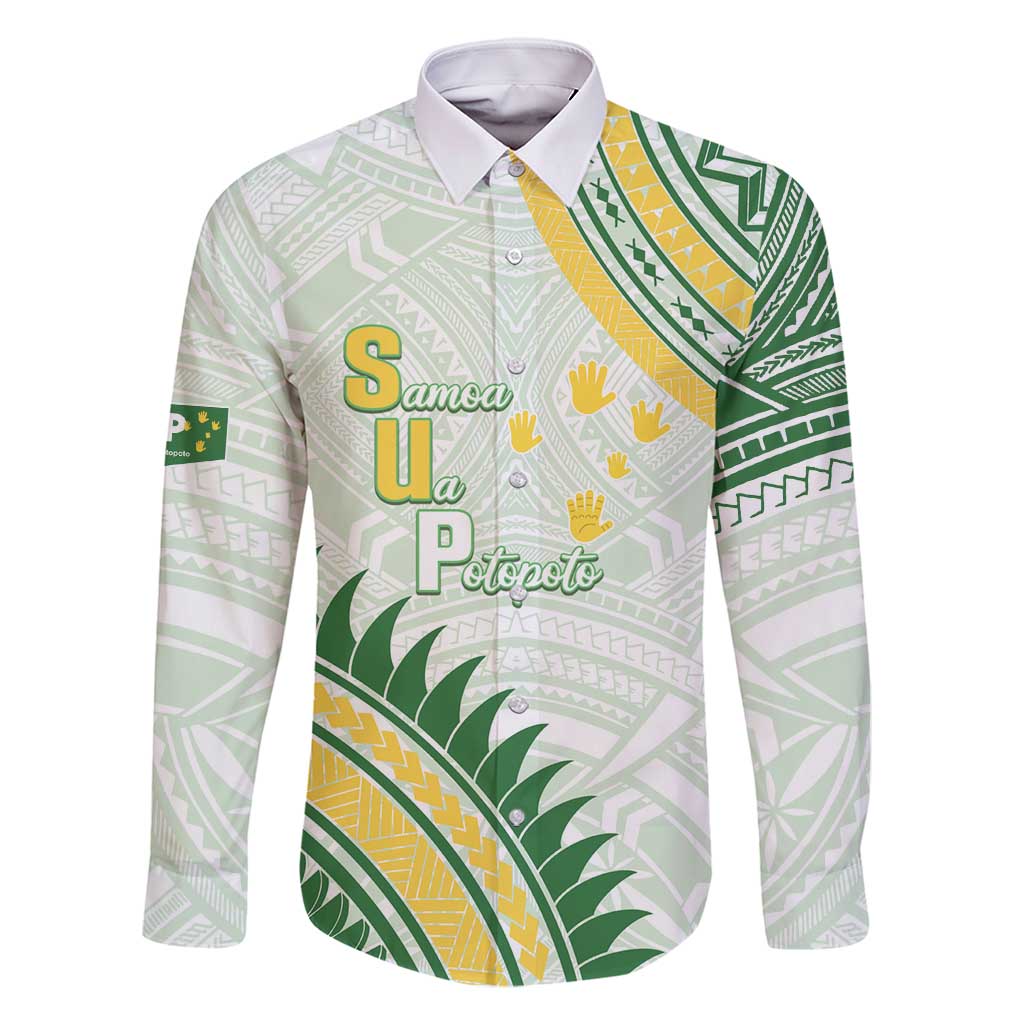 Personalised Samoa Ua Potopoto Family Matching Long Sleeve Bodycon Dress and Hawaiian Shirt SUP Est 2025 Samoan Pattern - Polynesian Pride