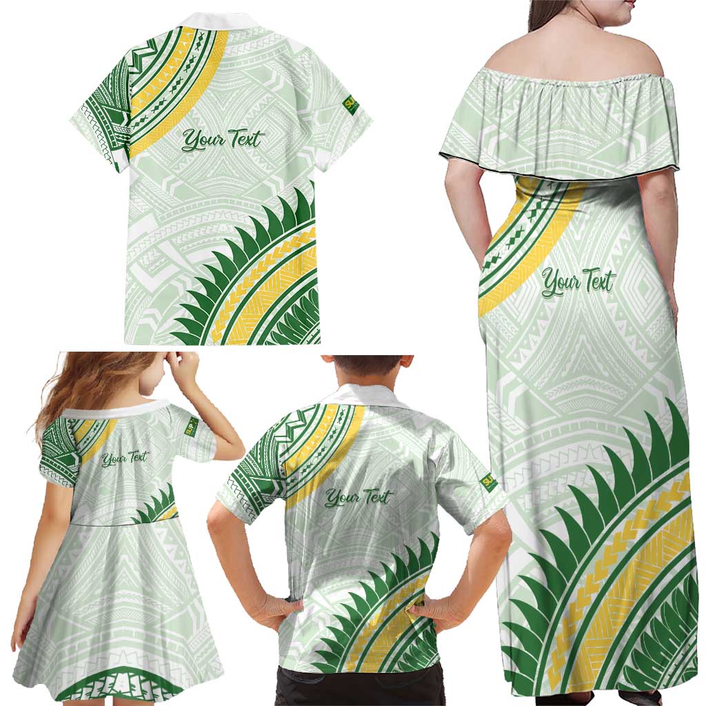 Personalised Samoa Ua Potopoto Family Matching Off Shoulder Maxi Dress and Hawaiian Shirt SUP Est 2025 Samoan Pattern - Polynesian Pride