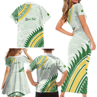 Personalised Samoa Ua Potopoto Family Matching Short Sleeve Bodycon Dress and Hawaiian Shirt SUP Est 2025 Samoan Pattern - Polynesian Pride