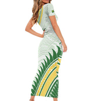 Personalised Samoa Ua Potopoto Family Matching Short Sleeve Bodycon Dress and Hawaiian Shirt SUP Est 2025 Samoan Pattern - Polynesian Pride