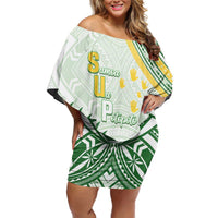 Personalised Samoa Ua Potopoto Off Shoulder Short Dress SUP Est 2025 Samoan Pattern - Polynesian Pride