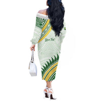 Personalised Samoa Ua Potopoto Off The Shoulder Long Sleeve Dress SUP Est 2025 Samoan Pattern - Polynesian Pride