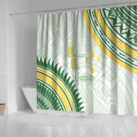 Samoa Ua Potopoto Shower Curtain SUP Est 2025 Samoan Pattern - Polynesian Pride
