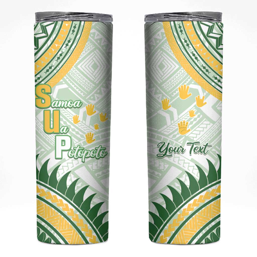 Personalised Samoa Ua Potopoto Skinny Tumbler SUP Est 2025 Samoan Pattern - Polynesian Pride