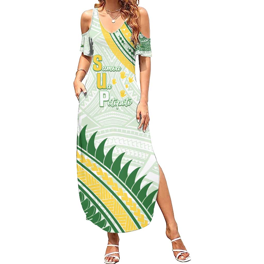Personalised Samoa Ua Potopoto Summer Maxi Dress SUP Est 2025 Samoan Pattern - Polynesian Pride