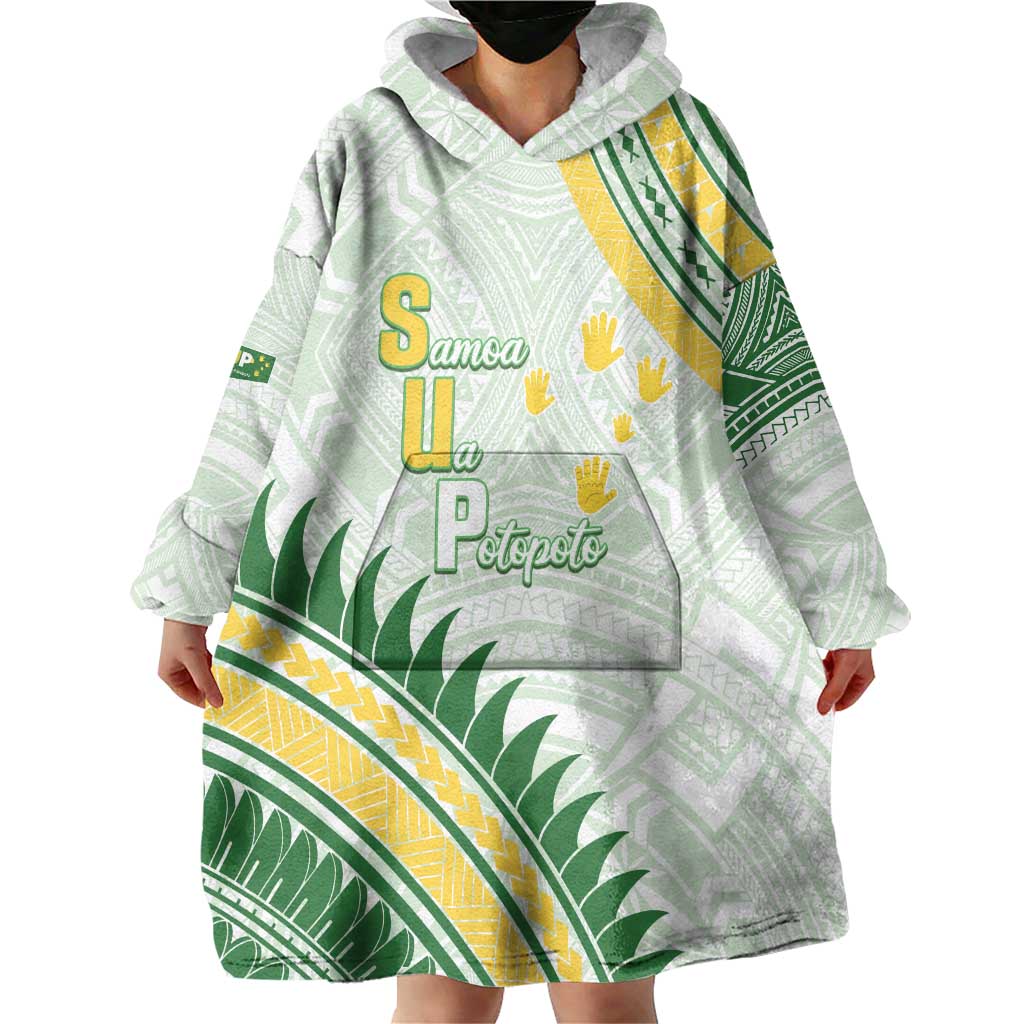Personalised Samoa Ua Potopoto Wearable Blanket Hoodie SUP Est 2025 Samoan Pattern - Polynesian Pride