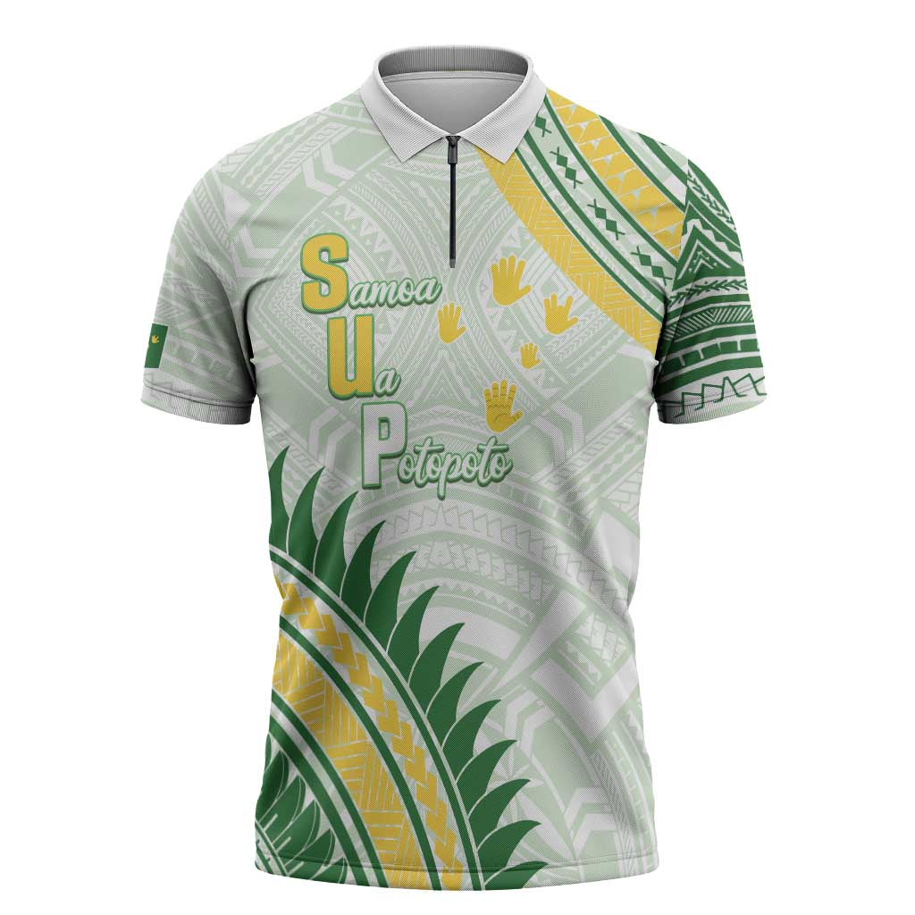 Personalised Samoa Ua Potopoto Zipper Polo Shirt SUP Est 2025 Samoan Pattern - Polynesian Pride
